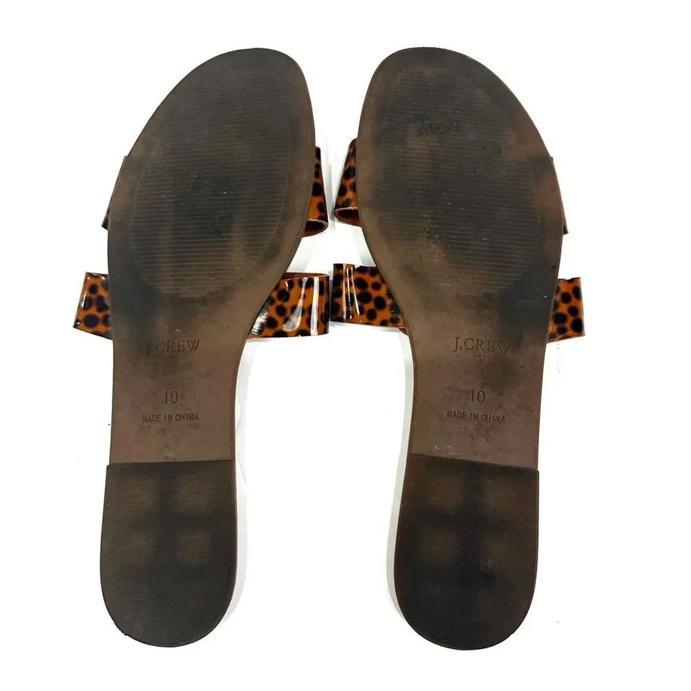 J. Crew Animal Leopard Print Flat Sandals Sz 10